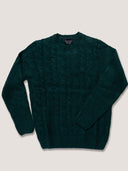 Maglia uomo girocollo con costine a trecce in misto lana