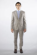 Abito uomo drop 7 sartoriale 2 bottoni Principe di Galles in misto lana