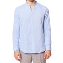 Camicia uomo in puro lino con collo coreano - slim fit