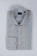 Camicia uomo Bagariny sartoriale in cotone popeline stretch con microfantasia - slim fit
