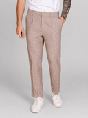 Pantalone uomo sartoriale in lino e cotone spigato con pinces – slim fit