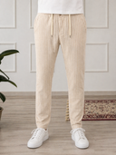 Pantalone uomo sartoriale in lino e cotone rigato - slim fit
