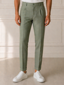 Pantalone sartoriale uomo con pinces in fresco lana drop 6 - regular fit