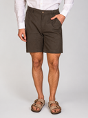 Bermuda uomo in lino e cotone con vita elasticizzata - slim fit