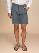 Bermuda uomo in lino e cotone con vita elasticizzata - slim fit