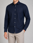 Camicia uomo in puro lino collo francese tinta unita – slim fit