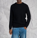 Maglia uomo girocollo a trecce in misto lana