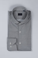 Camicia uomo Bagariny sartoriale in cotone popeline stretch a microfantasia circolare – slim fit