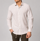 Camicia uomo in lino e cotone rigata collo francese – slim fit
