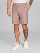 Bermuda uomo in lino e cotone con motivo spigato - slim fit