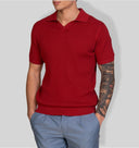 Polo uomo in cotone a costine con collo aperto