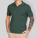 Polo uomo in cotone a costine con profili a contrasto