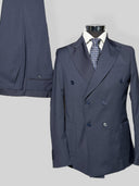 Abito doppiopetto uomo sartoriale in lana tropical stretch tinta unita - regular fit