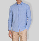 Camicia uomo in puro lino collo francese tinta unita – slim fit