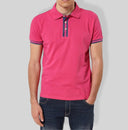 Polo uomo in cotone piquet con profilo frontale a contrasto