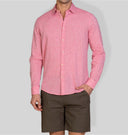 Camicia uomo in puro lino collo francese tinta unita – slim fit