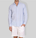 Camicia uomo in cotone e lino con collo francese - slim fit