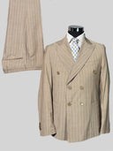 Abito doppiopetto uomo sartoriale in lana tropical stretch gessato - regular fit