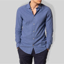 Camicia uomo in puro lino collo francese tinta unita – slim fit