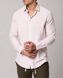 Camicia uomo in lino e cotone rigata collo francese – slim fit