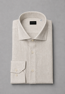 Camicia uomo Bagariny collo francese in lino e cotone tinta unita – regular fit