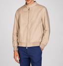 Giacca uomo in lino e cotone collo coreano con zip – slim fit