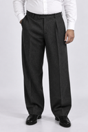 Pantalone classico sartoriale uomo in flanella di lana con pinces drop 0 - oversize fit