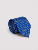 Cravatta uomo 3 pieghe in seta twill blu royal fantasia geometrica