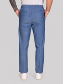 Pantalone uomo sartoriale in lino e cotone spigato con pinces – slim fit