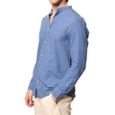 Camicia uomo in puro lino collo coreano tinta unita – slim fit
