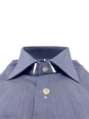 Camicia uomo Bagariny sartoriale in cotone millerighe blu 1104/2 - regular fit
