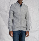 Cardigan uomo a coste con zip in misto lana