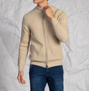Cardigan uomo a coste con zip in misto lana