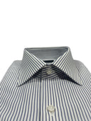 Camicia uomo Bagariny sartoriale in cotone popeline rigato blu - regular fit