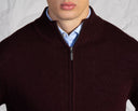 Cardigan uomo con zip in misto lana
