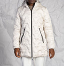 Giaccone uomo casual in tessuto tecnino e piumino reversibile con cappuccio