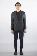 Giacca Blazer uomo 2 bottoni lana sfoderata quadri antracite