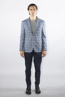 Giacca Blazer uomo Briatore 2 bottoni sfoderata quadri blu Made in Italy