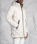 Giaccone uomo casual in tessuto tecnino e piumino reversibile con cappuccio