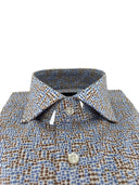 Camicia uomo Bagariny sartoriale in cotone popeline stretch con microfantasia - slim fit