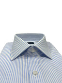 Camicia uomo Bagariny sartoriale in cotone rigato azzurro - regular fit