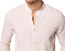 Camicia uomo in puro lino collo coreano tinta unita – slim fit