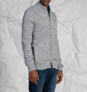 Cardigan uomo a coste con zip in misto lana