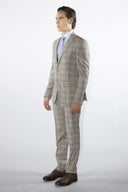 Abito uomo drop 7 sartoriale 2 bottoni Principe di Galles in misto lana