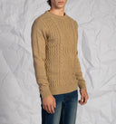 Maglia uomo girocollo a trecce in misto lana