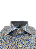 Camicia uomo Bagariny sartoriale in cotone popeline stretch con microfantasia - slim fit