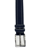 Cintura uomo vera pelle e camoscio colore blu Made in Italy