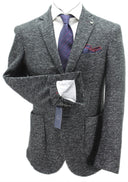 Giacca Blazer uomo 2 bottoni lana sfoderata operato antracite Made in Italy