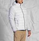 Piumino uomo con cappuccio e maniche in lana