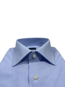 Camicia uomo Bagariny sartoriale in cotone popeline millerighe azzurro - regular fit